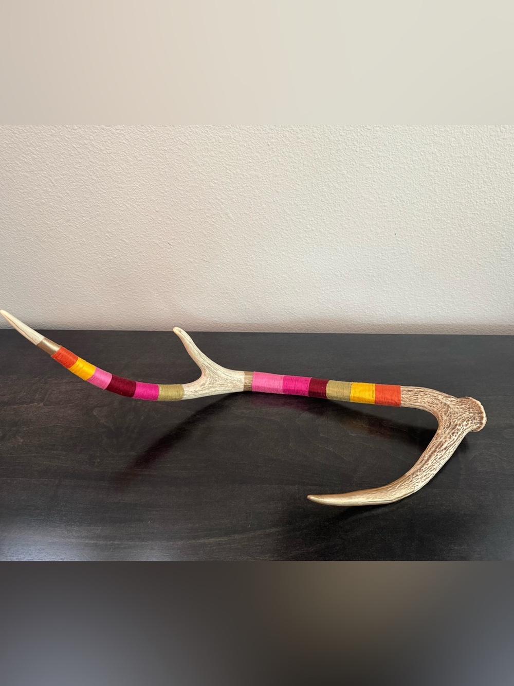 Handmade Decorative Wrapped Antler w/ Gold Accents